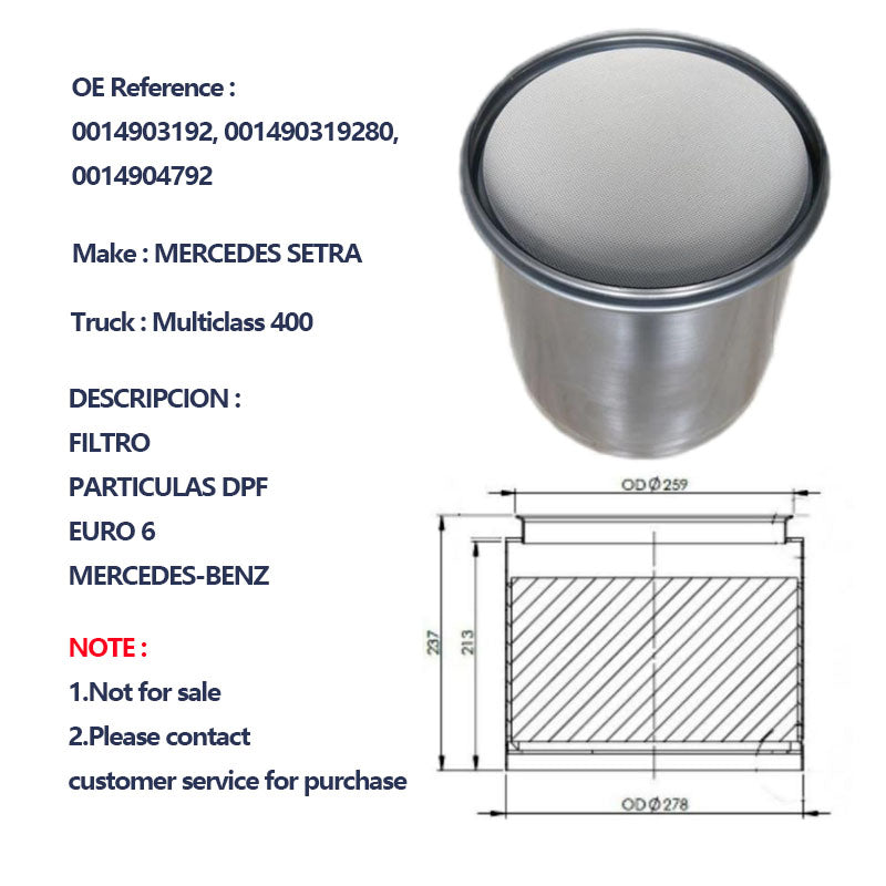 0014903192, 001490319280, 0014904792 DPF-Filter (reman) for Mercedes - SHANGHAI KESAIRAY AUTO PARTS CO LTD