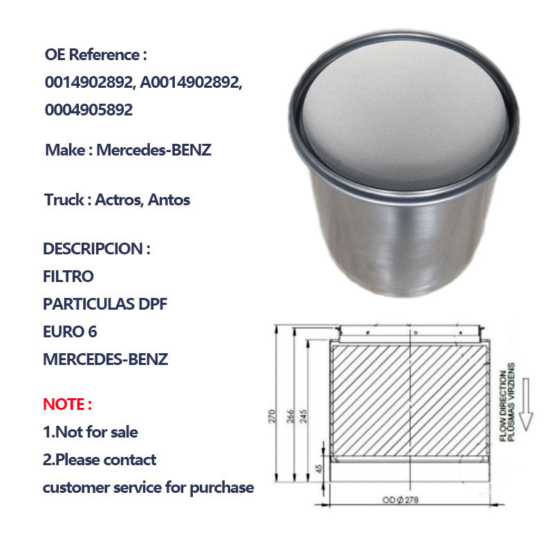 0014902892, A0014902892, 0004905892, Transform Your Diesel Engine's Emissions: Top-Quality Cordierite DPF for Every Application - SHANGHAI KESAIRAY AUTO PARTS CO LTD