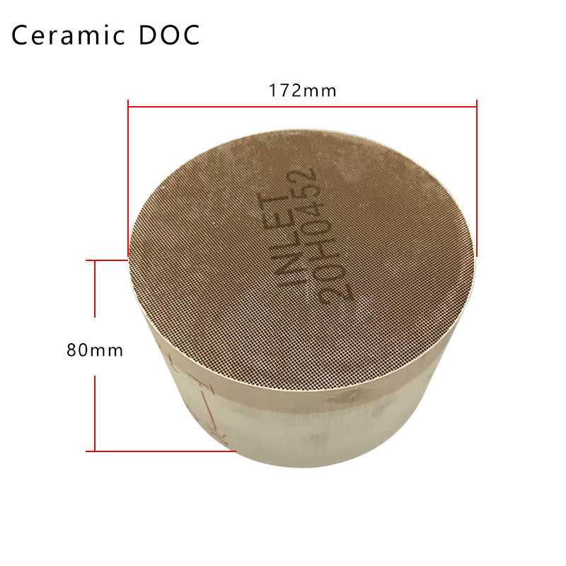 Diesel Oxidation Catalyst (DOC) for diesel vehicles, 172x80mm, 400 CPSI, ceramic honeycomb substrate, 50 g/ft³ (platinum-group metal loading)