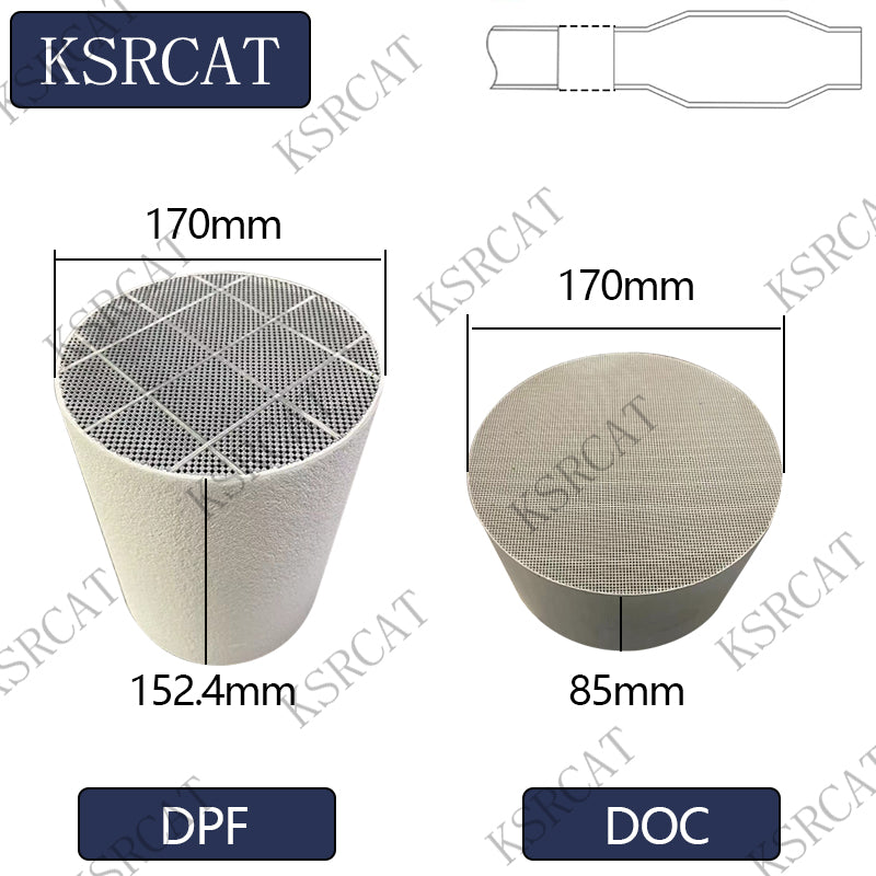 1set Silicon carbide DPF(170*152.4mm) + Ceramic DOC(170*85mm)