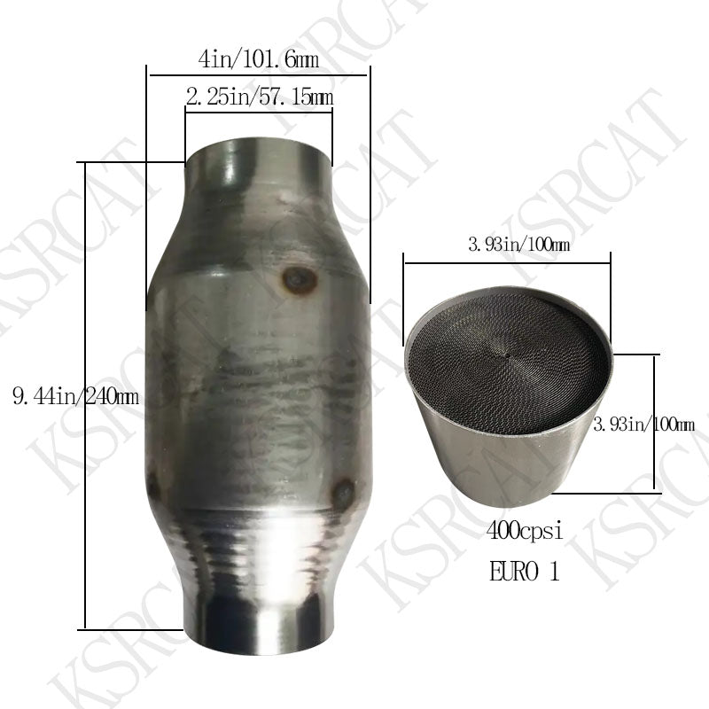 Universal 200-400 Cell High Flow Metallic-Core Race Catalytic Converter High Performance Sport