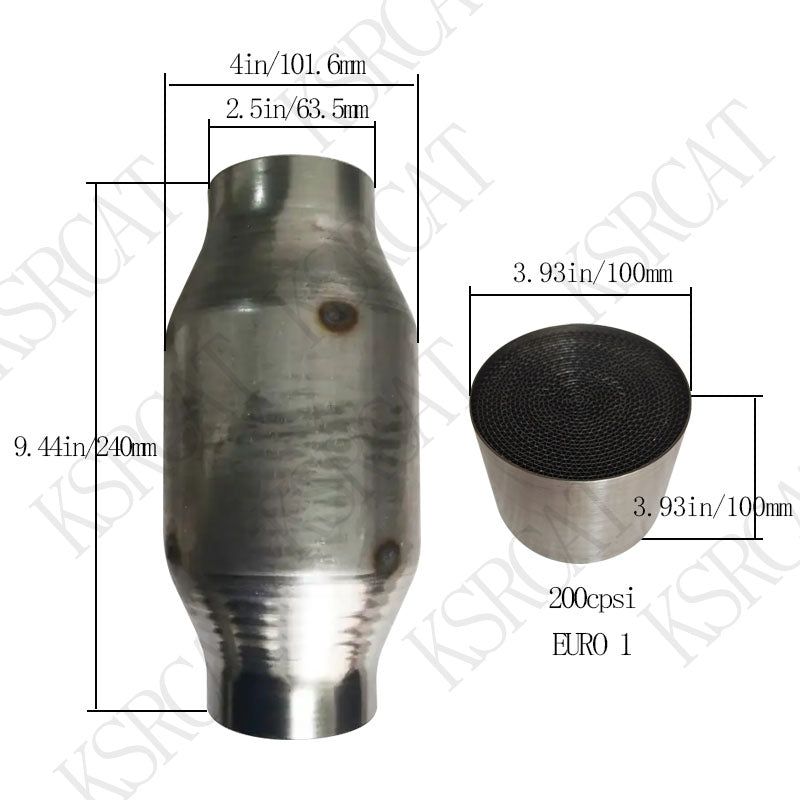 Universal 200-400 Cell High Flow Metallic-Core Race Catalytic Converter High Performance Sport