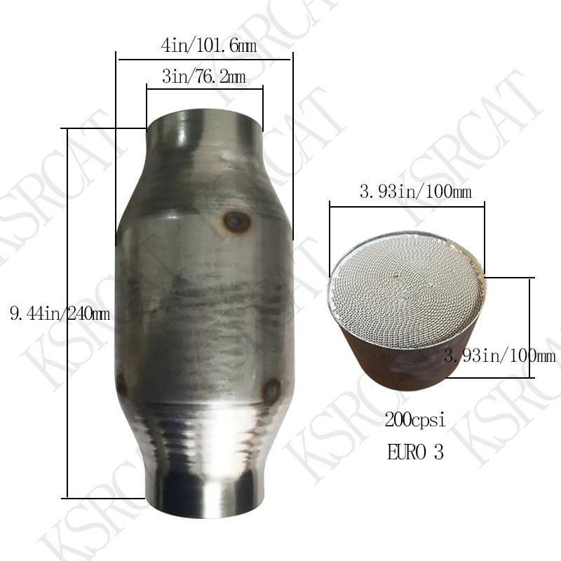 Universal 200-400 Cell High Flow Metallic-Core Race Catalytic Converter High Performance Sport